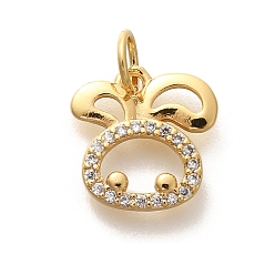 Кролик Стойка металлическая латунная микропрофилированная кубическая циркония подвески, долговечный, без свинца и без кадмия, знаки зодиака амулеты, с целью перехода в кольце, кролик, 11.5x11x2 мм
