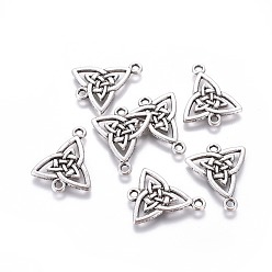Antique Silver Tibetan Style Alloy Links connectors, Trinity Knot/Triquetra, Cadmium Free & Nickel Free & Lead Free, Antique Silver, 24.5x19.5x1.5mm, Hole: 2mm, about 620pcs/1000g