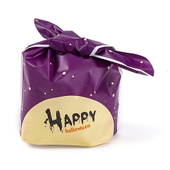 Индиго 100 шт. пластиковые пакеты для конфет на Хэллоуин в форме кролика, подарочные пакеты с конфетами и принтом Word Happy, индиговые, 21.5~22.5x13.6x0.01 см