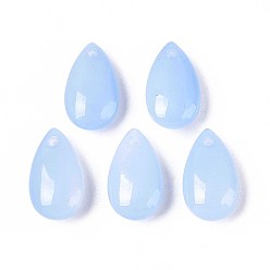 Васильковый 5 прозрачные стеклянные бусины, Топ пробуренной, слеза, васильковый, 14x8 мм, отверстие : 1 мм