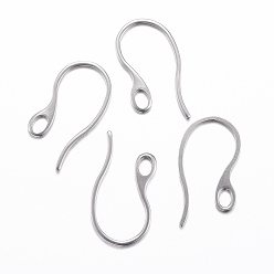 Stainless Steel Color 304 Stainless Steel Earring Hooks, Ear Wire, with Horizontal Loop, Stainless Steel Color, 22x11.5x1mm, 18 Gauge, Hole: 2.5x3.5mm