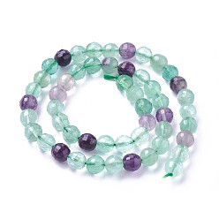 Флюорит Природного флюорита бисер нитей, граненые, круглые, 8 мм, отверстие : 1.2 мм, около 47~49 шт / нитка, 14.96 дюйм ~ 15.15 дюйм (38~38.5 см)