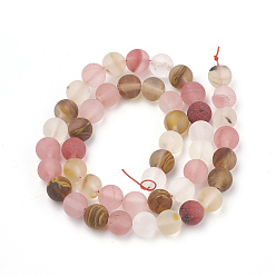 Tigerskin Glass Tigerskin Glass Beads Strands, Frosted, Round, 10mm, Hole: 1.2mm, about 36pcs/strand, 15.5 inch