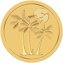 Дерево Пластиковые самоклеящиеся наклейки с тиснением из золотой фольги, стикер украшения медали, кокосовая пальма, 5x5 см