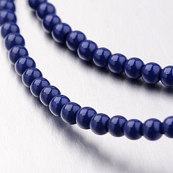 Blue Non-magnetic Synthetic Hematite Bead Strands, Spray Painted, Round, Blue, 2mm, Hole: 0.5mm, about 196pcs/strand, 15.7 inch