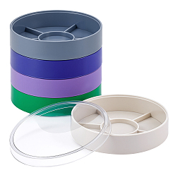 Разноцветный 5 Многоуровневые пластиковые банки для часовых деталей, скрепляемые винтами, плоско-круглые, красочный, 9.45x8.9 см