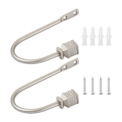 Матовый Платиновый Цвет Цинковый сплав u-образный крючок вешалки для штор, с пластиковой гайкой и винтами, горный хрусталь фурнитура, для сумок, одежды, подвесной держатель для штор, матовый цвет платины, 155x103x7 мм
