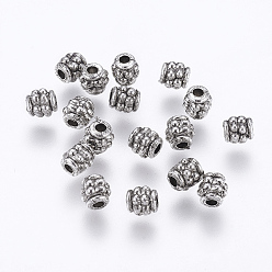 Античное Серебро CCB пластиковые шарики, баррель, античное серебро, 3.5x4.5 мм, отверстие : 2.5 мм