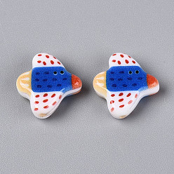 Разноцветный Печатные непрозрачные бусины из смолы, птица, красочный, 16.5x16x6 мм, отверстие : 1.4 мм