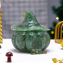 Авантюрин Подарочные коробки из смолы, с натуральным авантюрином внутри тыквенной конфеты, Хэллоуин подарок украшения украшения, 97x100 мм