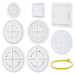 Белый 8шт 8 стиль пенопластовый браслет вязание лоток, Плетеный канат из ниток ручной работы, дисковая оплетка, белые, 10~16x10~16x0.95~1.5 см, 1 шт / стиль