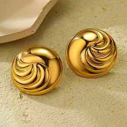 Золотой 304 серьги-гвоздики из нержавеющей стали для женщин, текстурированная круглая, золотые, 30 мм