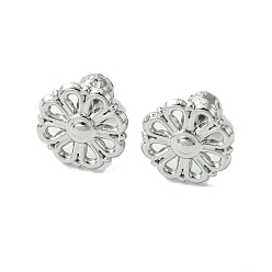 Stainless Steel Color Non-Tarnish 304 Stainless Steel Ear Studs, Flower, Stainless Steel Color, 12.5mm
