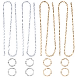 Platin & golden Handgefertigte sprühlackierte ccb kabelketten, mit Federtorringen aus Zinklegierung, ungeschweißte, Platin & golden, Link: 14.5x9.5x3 mm, 39.37 Zoll (1 m)/Strang, 2 Farben, 2 Stränge / Farbe, 4strands