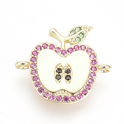 Золотой Латунные микро проложить кубических ссылки циркония, яблоко, золотые, 16.5x19.5x2 мм, отверстие : 1 мм