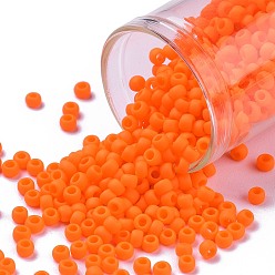 (50AF) Matte Opaque Bright Orange TOHO Round Seed Beads, Japanese Seed Beads, (50AF) Matte Opaque Bright Orange, 8/0, 3mm, Hole: 1mm, about 222pcs/bottle, 10g/bottle
