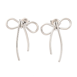 Нержавеющая Сталь Цвет Не тускнеют 304 серьги-гвоздики из нержавеющей стали, бантом, цвет нержавеющей стали, 27x20 мм