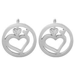 Нержавеющая Сталь Цвет Не тускнеют 304 серьги-гвоздики из нержавеющей стали, сердце, цвет нержавеющей стали, 9 мм