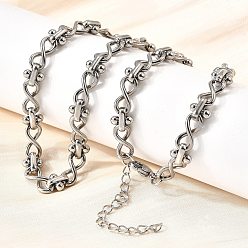 Нержавеющая Сталь Цвет 304 Овальные цепочки из нержавеющей стали с бесконечными звеньями для женщин и мужчин, цвет нержавеющей стали, 15.67 дюйм(39.8см)+удлинитель: 52мм