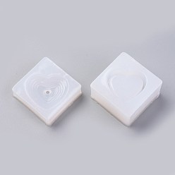 White Silicone Storage Box Molds, Resin Casting Molds, For UV Resin, Epoxy Resin Jewelry Making, Heart, White, 34x34mm, Inner Size: 23~24x27~28mm, 2pcs/set