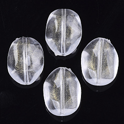 Clear Transparent Acrylic Beads, Glitter Beads, Oval, Clear, 21x15x6mm, Hole: 1.4mm, about 440pcs/500g