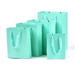 Бирюза 10 шт. 5 размеры подарочные пакеты из крафт-бумаги набор, с ручкой, прямоугольные, бирюзовые, 12~18x5.7~10x16~28 см, 2шт / размер