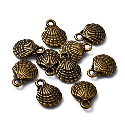 Antique Bronze Tibetan Style Alloy Charms, Cadmium Free & Lead Free, Shell, Antique Bronze, 13x10x3.5mm, Hole: 2mm, about 934pcs/1000g