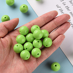 Lawn Green Opaque Acrylic Beads, Round, Lawn Green, 16x15mm, Hole: 2.8mm, about 220pcs/500g
