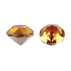 Медь K 9 кабошоны из стеклянного страза, задние и задние, граненые, алмаз, медь, 4~4.1x2.5 мм