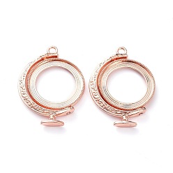 Rose Gold Alloy Open Back Bezel Pendants, Rotating Pendants, for DIY UV Resin, Epoxy Resin, Pressed Flower Jewelry, Terrestrial Globe, Rose Gold, 41x31x5mm, Hole: 2.5mm