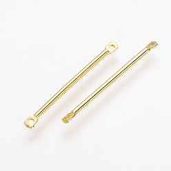 Real 18K Gold Plated Brass Bar Links connectors, Nickel Free, Real 18K Gold Plated, Column, 25x2x1mm, Hole: 1mm