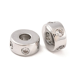 Платина Латунные микропаве из прозрачного кубического циркония, без кадмия, без никеля и без свинца, колонка, платина, 6.5x3 мм, отверстие : 2.3 мм