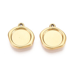 Настоящее золото 18K 304 Настройки кабошон из нержавеющей стали кулон, ионное покрытие (ip), самородки, реальный 18 k позолоченный, лоток : 10 мм, 15.5x14x3 мм, отверстие : 1 мм
