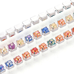 Разноцветный Цепочки из железа и АБС-пластика с имитацией жемчуга, цепочки из искусственного жемчуга ABS, с катушкой, платина, красочный, 2x2x2 мм, около 30.00 футов (9.14 м) / рулон