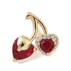 Золотой Латунные микро проложить кубического циркония подвески, черри прелести, золотые, 13x13.5x4.5 мм, отверстие : 3.5x2 мм