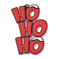 Красный Рождественские акриловые подвески, буква хо, красные, 45x29.5x2.5 мм, отверстие : 1.6 мм