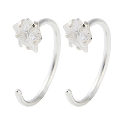 Звезда 999 тонкие серебряные серьги с микропаве из прозрачных кубических цирконий, серебряные, звезда, 12.5x4 мм