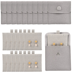 Серый 20шт. мешочки для украшений из микрофибры, с 20шт. карточек для демонстрации ювелирных изделий из микрофибры, для кольца колье серьги браслет ювелирные изделия, квадратный, серые, 7.7x8.2x0.15~0.8 см