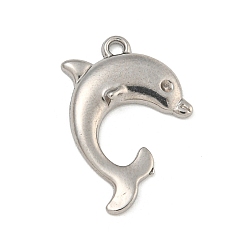 Нержавеющая Сталь Цвет Не тускнеющие 304 подвески из нержавеющей стали, дельфин очарование, цвет нержавеющей стали, 20.5x15.5x2.5 мм, отверстие : 1.5 мм