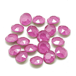 Fucsia Diy señaló hacia atrás k 9 cabujones de diamantes de imitación de vidrio, color aleatorio chapado en la parte posterior o crudo (sin chapar), estilo moca, facetados, plano y redondo, fucsia, 6x3 mm
