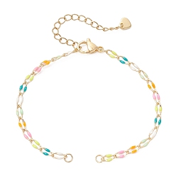 Золотой 3 изготовление браслета-цепочки из латуни с цветной эмалью, с 304 концевыми цепями из нержавеющей стали, золотые, 6-1/2 дюйм (16.6 см)