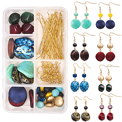 Mixed Color DIY Earring Making, with Acrylic Beads, Iron Head Pins, Brass Eye Pins and Earring Hooks, Golden, Mixed Color, 110x70x30mm