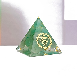 Зеленый Авантюрин Чакра ювелирные изделия йога, оргонитовая пирамида, фигурки из смолы, с натуральными зелеными кусочками авантюрина внутри статуй для украшения домашнего офиса, 30 мм