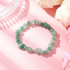 Зеленый Авантюрин Браслеты из натурального зеленого авантюрина с эластичными бусинами для женщин, наггетсы и сердце, внутренний диаметр: 2~2-1/8 дюйм (5~5.3 см)