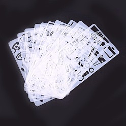 White Kids Cartoon Plastic Hollow Drawing Stencil, Reusable Drawing Template For Kids DIY Scrapbooking, School Projects, White, 17.6x9.6x0.03cm, about 10pcs/set