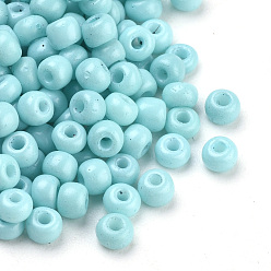 Sky Blue Baking Paint Glass Seed Beads, Round, Sky Blue, 3x1.5~3mm, Hole: 1mm, about 10000pcs/bag, about 450g/bag