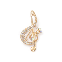 Золотой Броши сплав горный хрусталь, украшения для женщин, музыка к сведению, золотые, 48 мм