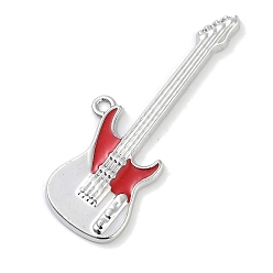 Красный Эмали сплава большие кулоны, гитар, красные, 55x21x3 мм, отверстие : 2 мм
