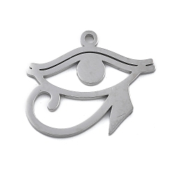 Нержавеющая Сталь Цвет 304 подвески из нержавеющей стали, лазерная резка, Очарование глаза Гора, анти-тускнение, цвет нержавеющей стали, 17.5x20.5x1 мм, отверстие : 1.5 мм