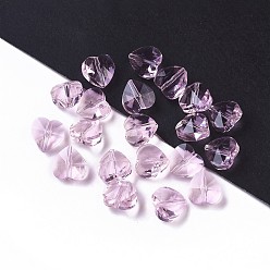 Pink Transparent Glass Beads, Faceted, Heart, Pink, 10x10x7mm, Hole: 1~1.2mm